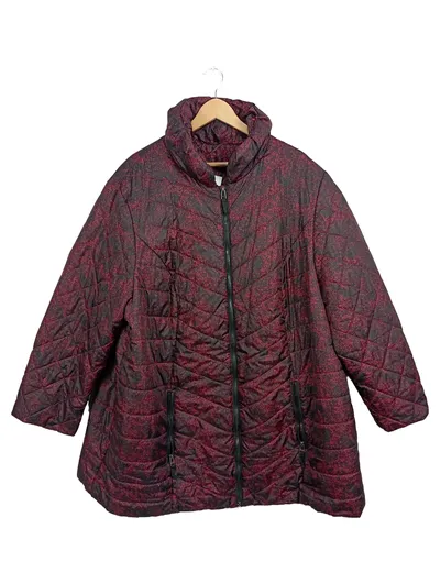 Ulla Popken Steppjacke Damen Gr. 54 Rot Schwarz Winterjacke Polyamid