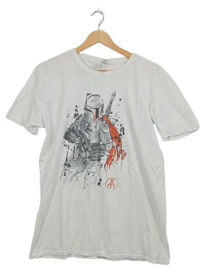 Gildan T-Shirt Star Wars Boba Fett Motiv Herren Gr. L Weiß Kurzarm