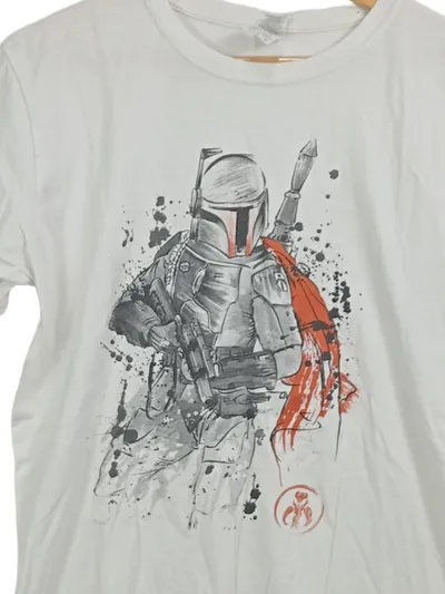 Gildan T-Shirt Star Wars Boba Fett Motiv Herren Gr. L Weiß Kurzarm