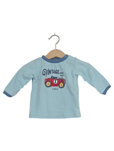 Boley Baby Langarmshirt Gr. 68 Hellblau Vintage Auto Motiv Jungen