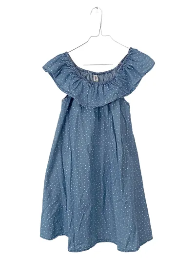 YIGGA Mädchen Sommerkleid Gr. 146/152 Blau Punkte Off-Shoulder
