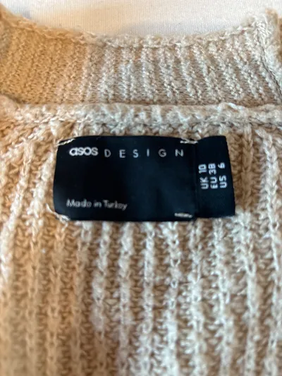 ASOS Design Damen Strickjacke Gr. 38 M Beige Oversized Cardigan