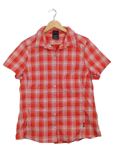 Jack Wolfskin Damen Kurzarmhemd kariert Outdoor Gr. L rot Freizeithemd