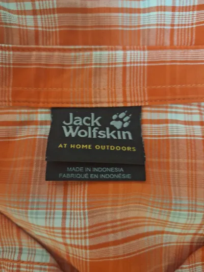 Jack Wolfskin Damen Kurzarmhemd kariert Outdoor Gr. L rot Freizeithemd