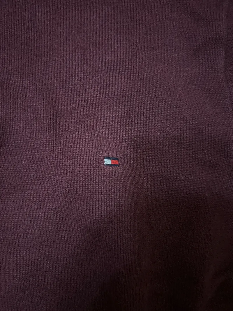 Tommy Hilfiger Pullover Herren Gr. S Bordeaux Troyer Strickpullover 5