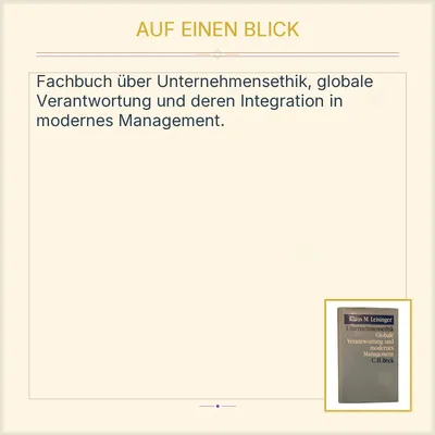 Unternehmensethik Globale Verantwortung modernes Management Klaus M. Leisinger