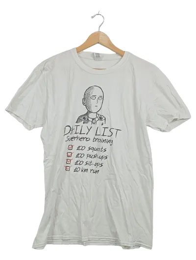 Gildan T-Shirt Anime Manga Motiv Daily List Superhero Training Weiß Gr. L