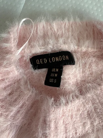 QED London Damen Pullover Flausch Kurzarm Rosa Gr. M Strick