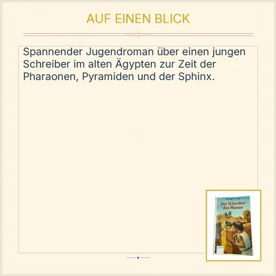 Der Schreiber des Pharao - Thomas H. Naef | Arena Jugendbuch Ägypten Abenteuer