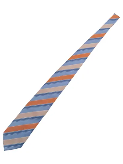 Andrew's Ties Krawatte Herren Seide Gestreift Blau Orange Made in Italy