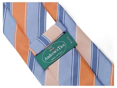Andrew's Ties Krawatte Herren Seide Gestreift Blau Orange Made in Italy