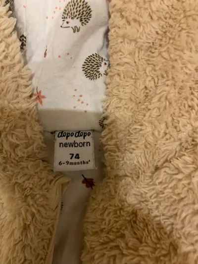 dopodopo Baby Schneeanzug Overall Teddybär Gr. 74 Beige Fleece 6-9M