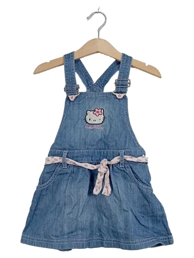 Hello Kitty Latzkleid Jeanskleid Mädchen Gr. 66/68 Blau Denim