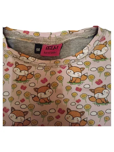 iELM Kinder Pullover Fuchs Muster Gr. 98 Grau Rosa Langarm