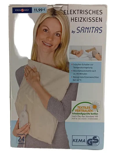 Sanitas Elektrisches Heizkissen 38x28cm 100W 3 Stufen Abschaltautomatik Beige