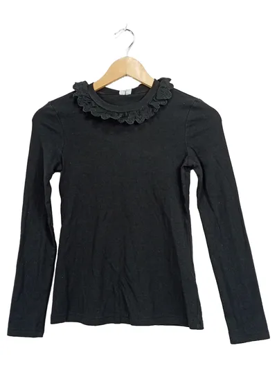 & Other Stories Langarmshirt Rüschenkragen Schwarz Damen XS Paris Atelier