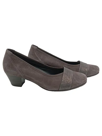 Gabor Comfort Damen Pumps Wildleder Grau Größe 40 OptiFit Blockabsatz