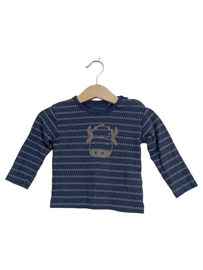 bellybutton Langarmshirt Baby Gr. 68 Blau Rentier Motiv Bamboo Cotton
