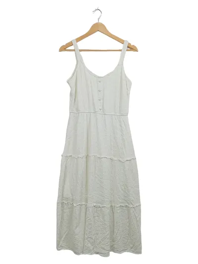 Pageone Damen Sommerkleid Weiß Lochstickerei Trägerkleid Gr. 38 M