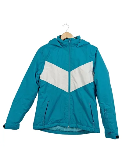 TechTex Skijacke Kinder Gr. 158/164 Türkis Weiß Kapuze Wintersport