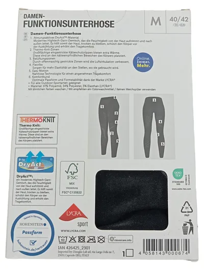 Crivit Damen Ski Funktionsunterhose Extra Warm Gr. M 40/42 Schwarz