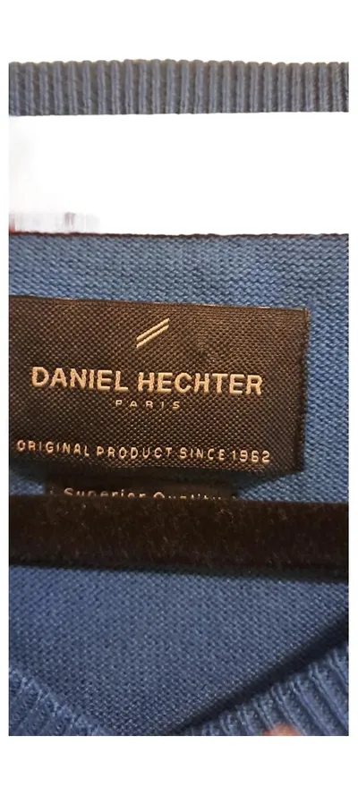 Daniel Hechter Herren Pullover V-Ausschnitt Blau Gr. 56 3XL Baumwolle