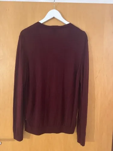 BOSS Herren Strickjacke Cardigan Wolle Finest Italian Yarn Rot Gr. L