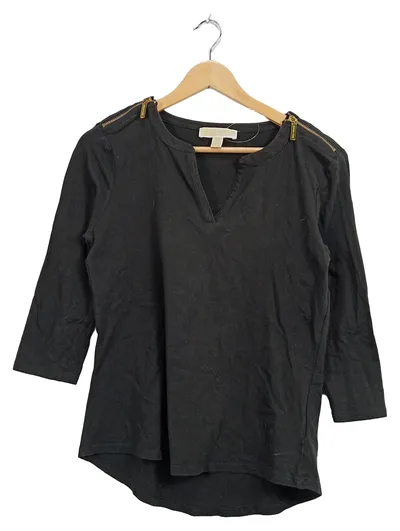 Michael Kors Damen Langarmshirt Schwarz Gr. M Gold Reißverschluss