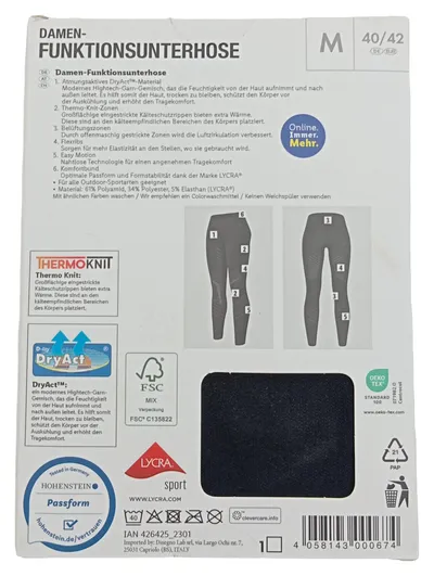 Crivit Damen Ski Funktionsunterhose Extra Warm Thermo Gr. M 40/42 Schwarz