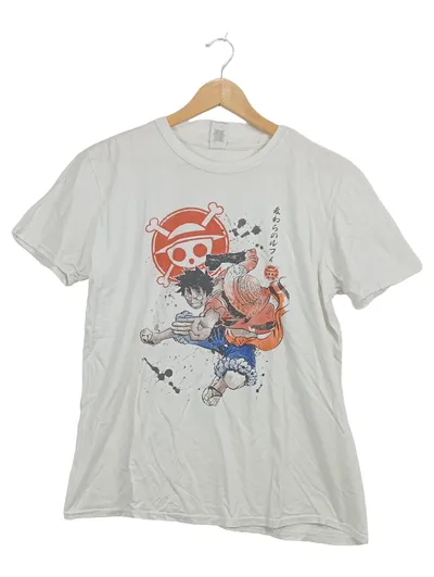 Gildan T-Shirt One Piece Monkey D. Luffy Anime Manga Herren Gr. L Weiß