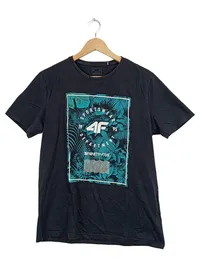 4F Herren T-Shirt Sportswear Department 1995 Gr. L Schwarz Tropical Print 1