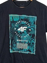 4F Herren T-Shirt Sportswear Department 1995 Gr. L Schwarz Tropical Print 2