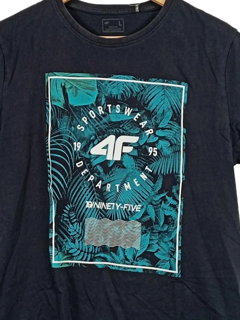 4F Herren T-Shirt Sportswear Department 1995 Gr. L Schwarz Tropical Print 2