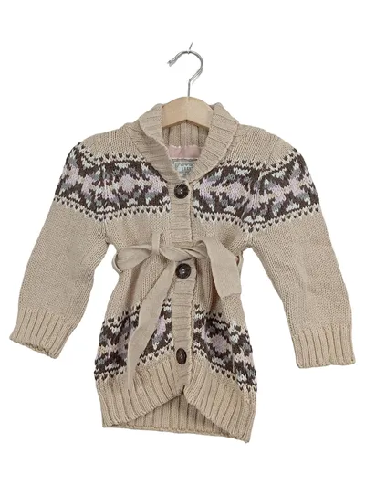 H&M L.O.G.G. Strickjacke Mädchen Gr. 86 Beige Fair Isle Vintage