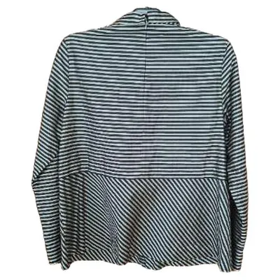 René Lezard Hemdbluse Damen Gr. 40 Grau Gestreift Langarm Business