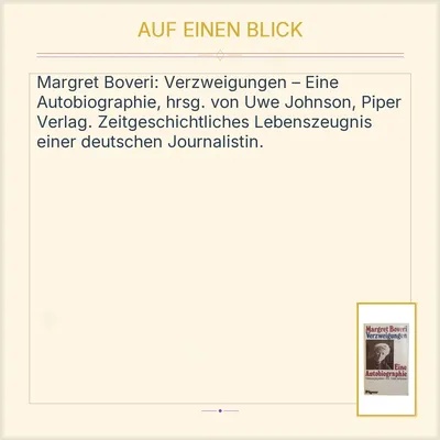 Margret Boveri Verzweigungen Eine Autobiographie Hrsg. Uwe Johnson Piper