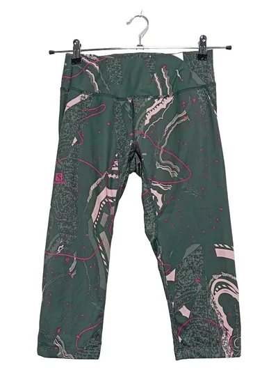 Salomon Damen Laufhose 3/4 Leggings Gr. S Grün Sportlich