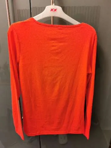 Soyaconcept Damen Langarmshirt Orange Gr. M Basic Rundhals Baumwolle