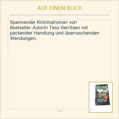 Gute Nacht Peggy Sue Tess Gerritsen Kriminalroman Blanvalet Buch
