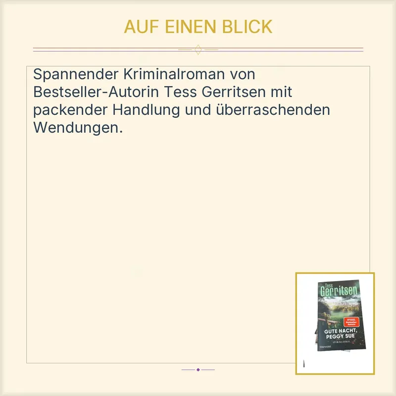 Gute Nacht Peggy Sue Tess Gerritsen Kriminalroman Blanvalet Buch 2