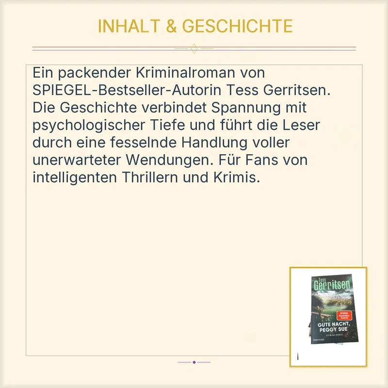 Gute Nacht Peggy Sue Tess Gerritsen Kriminalroman Blanvalet Buch 3