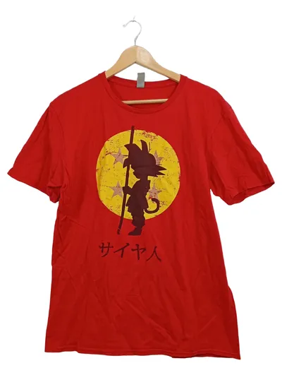 Gildan Herren T-Shirt Anime Saiyajin Design Rot Gr. L Dragon Ball