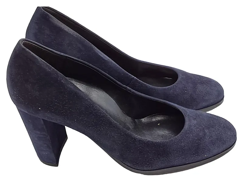Paul Green Pumps Damen Veloursleder Blau Blockabsatz Größe UK 4 / EU 37 1