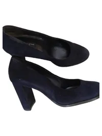 Paul Green Pumps Damen Veloursleder Blau Blockabsatz Größe UK 4 / EU 37 3