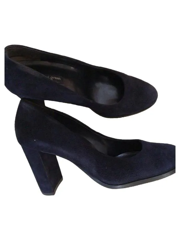 Paul Green Pumps Damen Veloursleder Blau Blockabsatz Größe UK 4 / EU 37 3