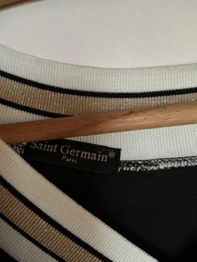 Saint Germain Paris Damen Bluse Shirt V-Ausschnitt Schwarz Gr. L Elegant