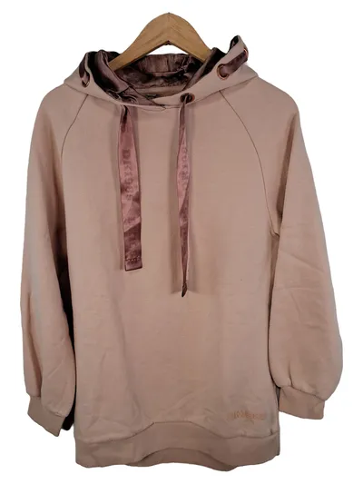 DK1985 Damen Hoodie Kapuzenpullover Rosa Gr. S Satin-Kordel
