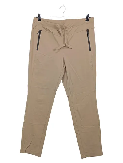 DREAMSTAR Damen Jogginghose Beige XXL Slim Fit Reißverschluss Taschen