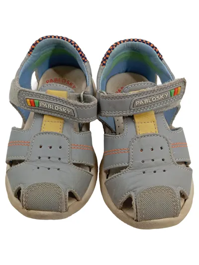 Pablosky Sandalen Kinder Gr. 23 Grau Klettverschluss Leder Sportlich
