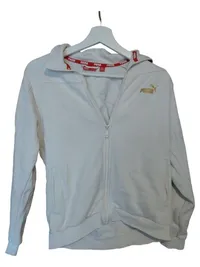 PUMA Trainingsjacke Kinder Gr. 152 Weiß Gold Logo Sportjacke 1